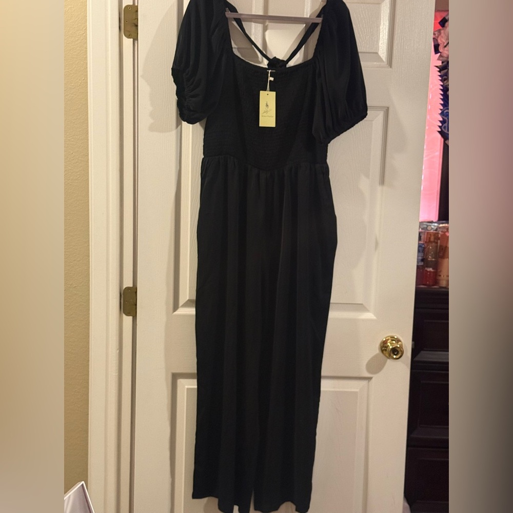 Classic Black Smocked Romper NWT